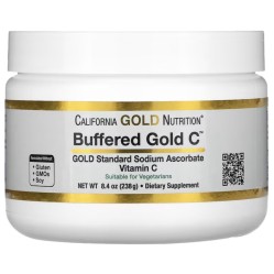 California Gold Nutrition, Buffered Gold C, некислый витамин C в порошке, аскорбат натрия, 238 г (8,40 унции) (УЦЕНКА! Срок годности: 09/25)
